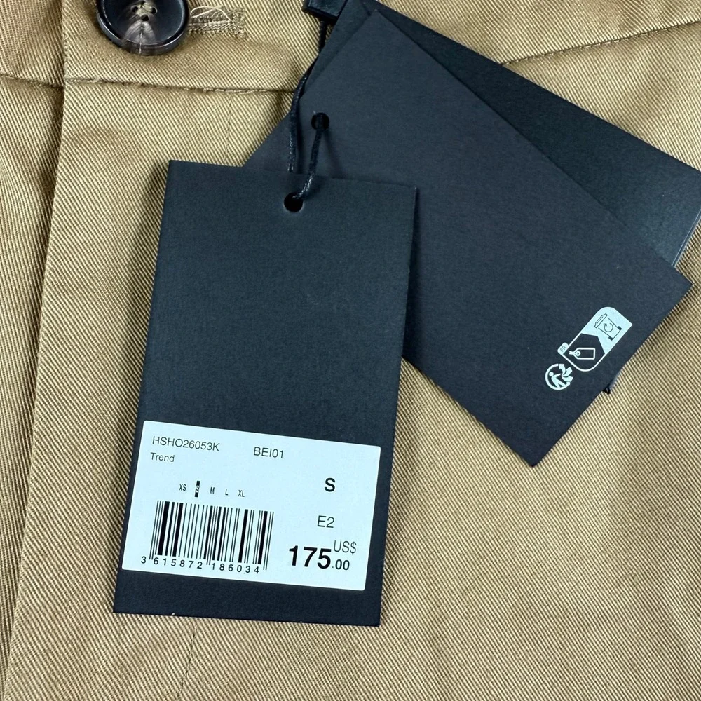 The Kooples Tan Cotton Blend Tailored‎ Shorts Size S Elastic Waist Pockets